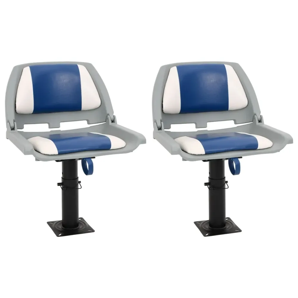 4-delige Bootstoelenset inklapbaar 48x51x41 cm blauw en wit vidaXL