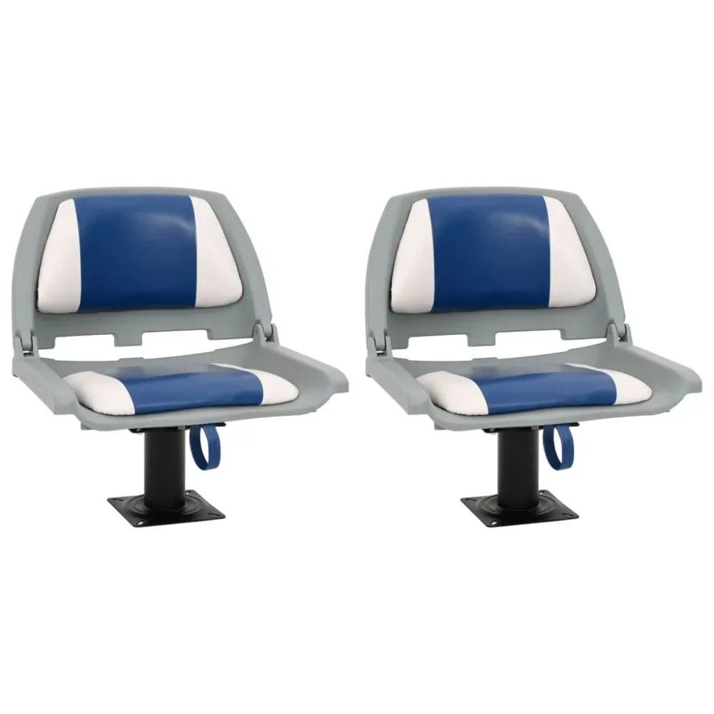 4-delige Bootstoelenset inklapbaar 48x51x41 cm blauw en wit vidaXL