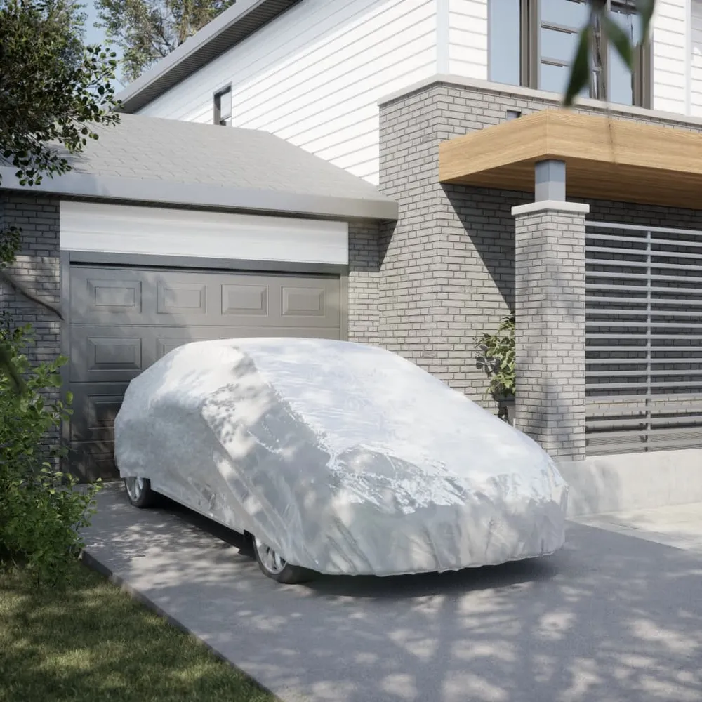 Autohoes voor sedan met gespriemen XXL volledig zilverkleurig vidaXL