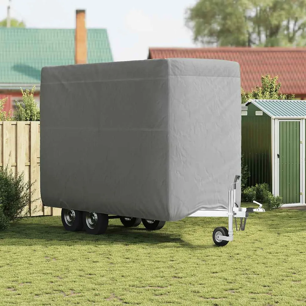Paardentrailerhoes 396x178x250 cm vliesvlies grijs vidaXL