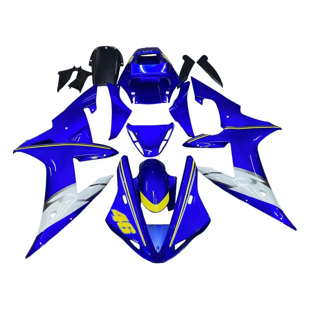 Amotopart 2002-2003 Yamaha YZF 1000 R1 Blue & White Style2 Fairing Kit