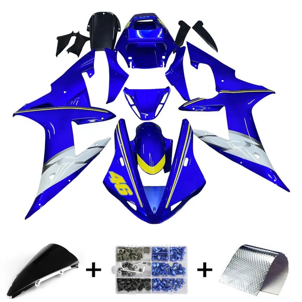 Amotopart 2002-2003 Yamaha YZF 1000 R1 Blue & White Style2 Fairing Kit