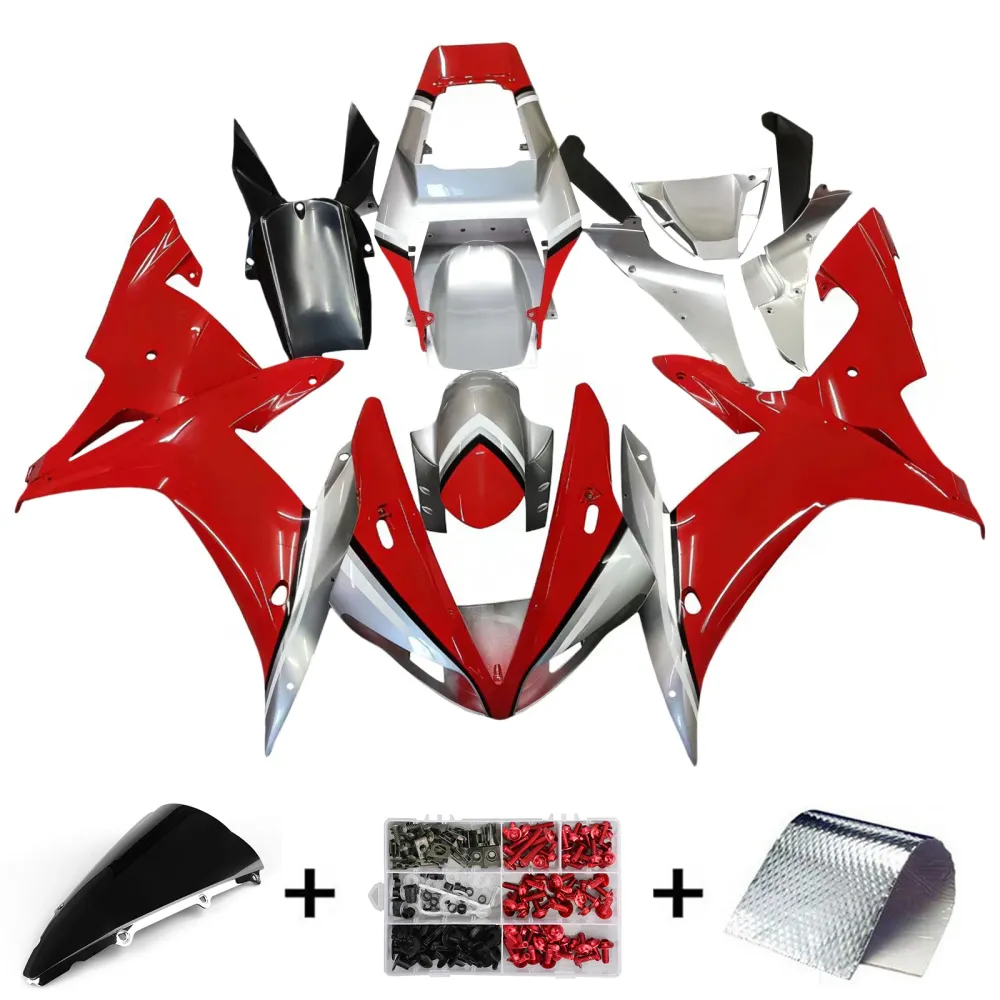 Amotopart 2002-2003 Yamaha YZF 1000 R1 Red & Silver Fairing Kit