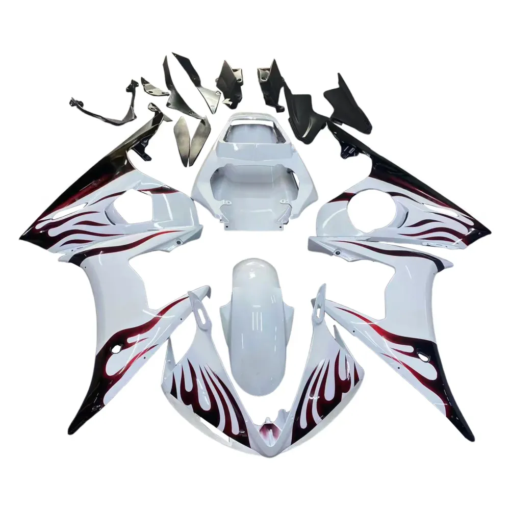 Amotopart 2005 Yamaha R6 Kuipdeel Wit&Bontbrekende vlammenset