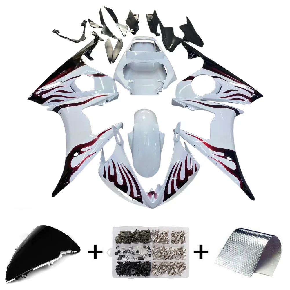 Amotopart 2005 Yamaha R6 Kuipdeel Wit&Bontbrekende vlammenset