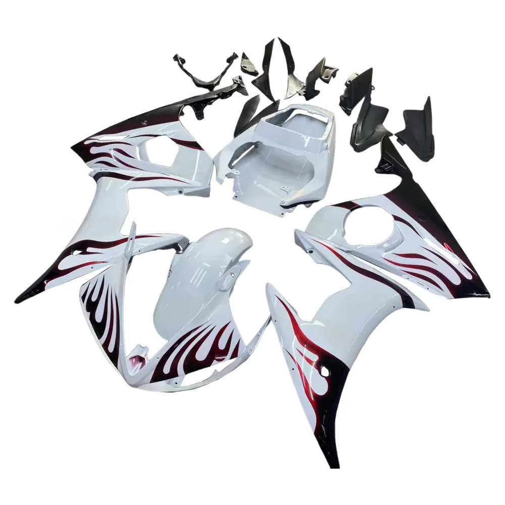 Amotopart 2005 Yamaha R6 Kuipdeel Wit&Bontbrekende vlammenset