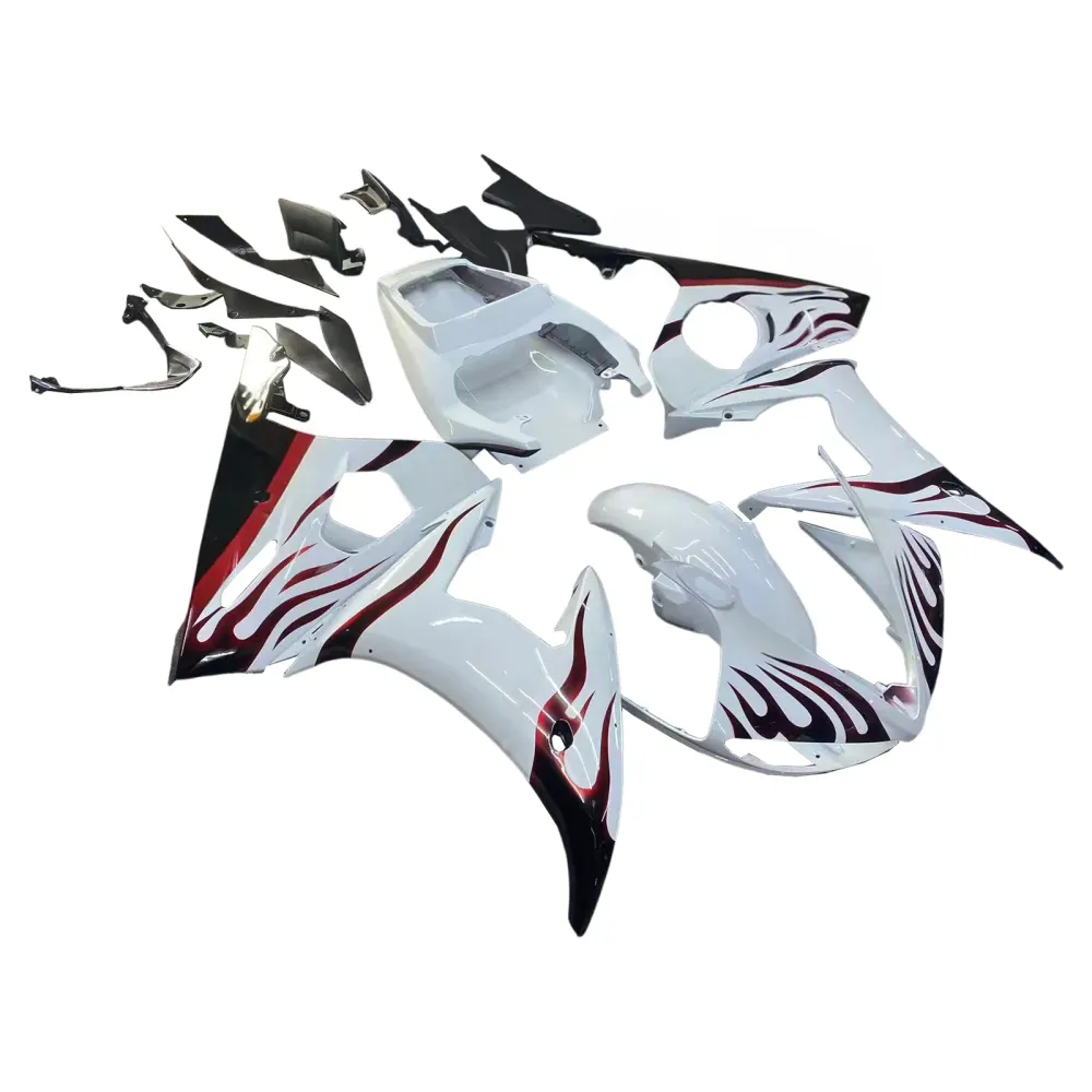 Amotopart 2005 Yamaha R6 Kuipdeel Wit&Bontbrekende vlammenset