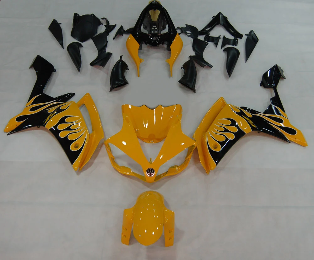 AMOTOPART 2007-2008 YAMAHA YZF 1000 R1 Black & Yellow Kuip Kit
