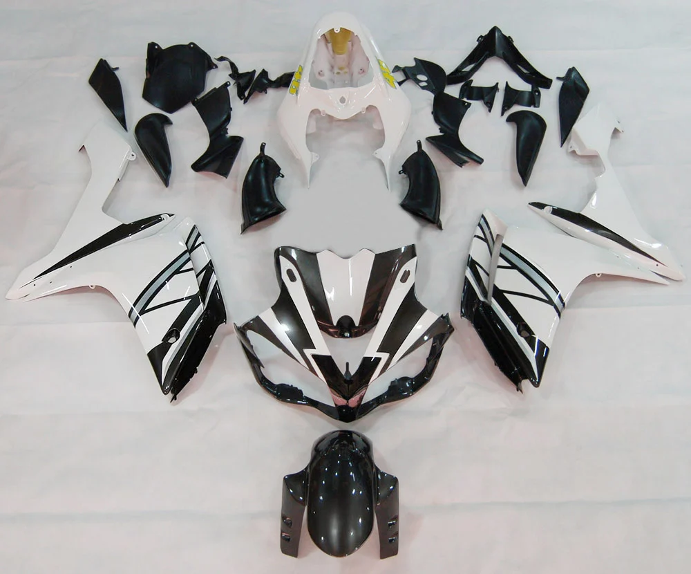 Amotopart 2007-2008 YAMAHA YZF 1000 R1 Black & White Style2 Fairing Kit