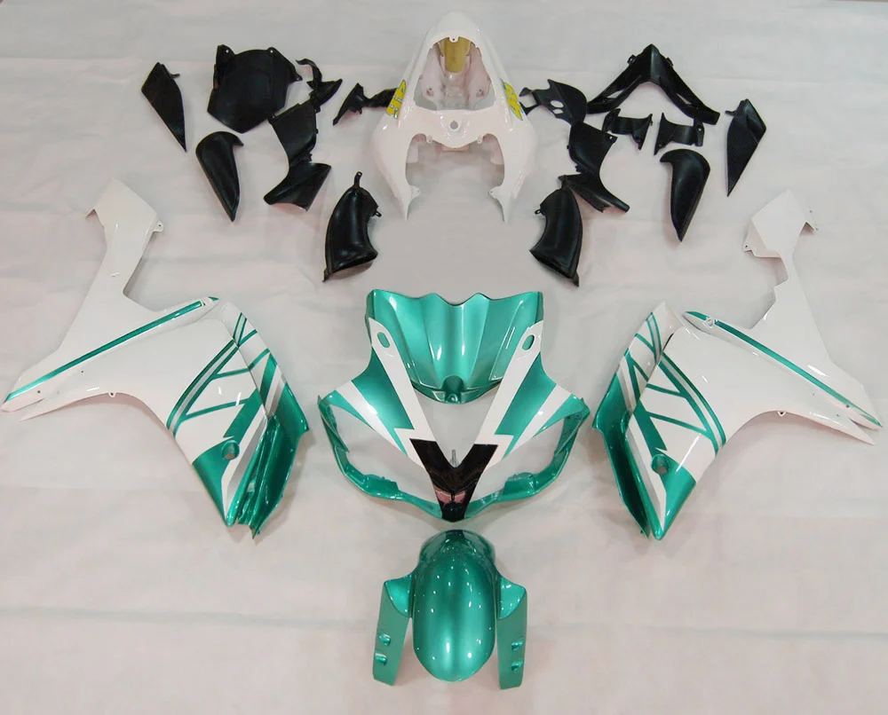 Amotopart 2007-2008 Yamaha YZF 1000 R1 Green & White Kuip Kit