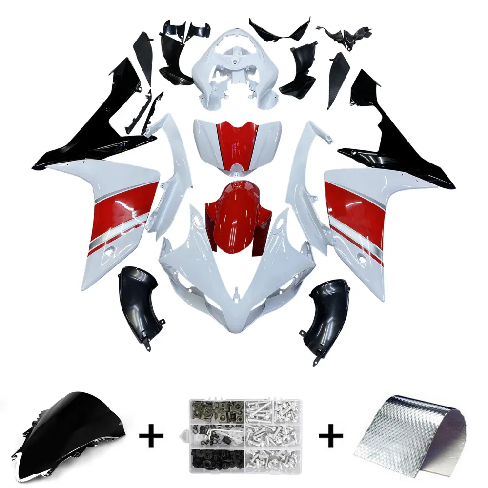 Amotopart 2007-2008 Yamaha YZF 1000 R1 Red & White Style4 Fairing Kit