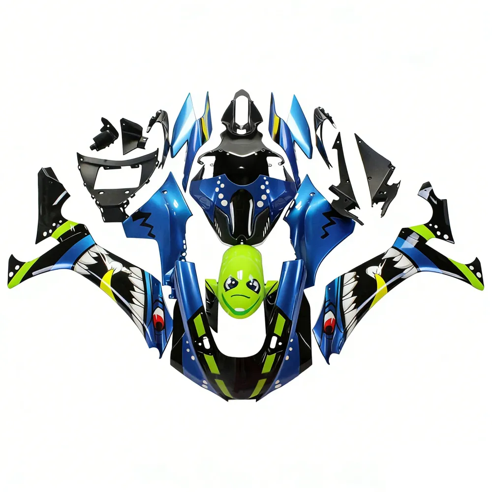 Amotopart 2020-2024 YZF R1 Yamaha Blue & Green Monster Fairing Kit