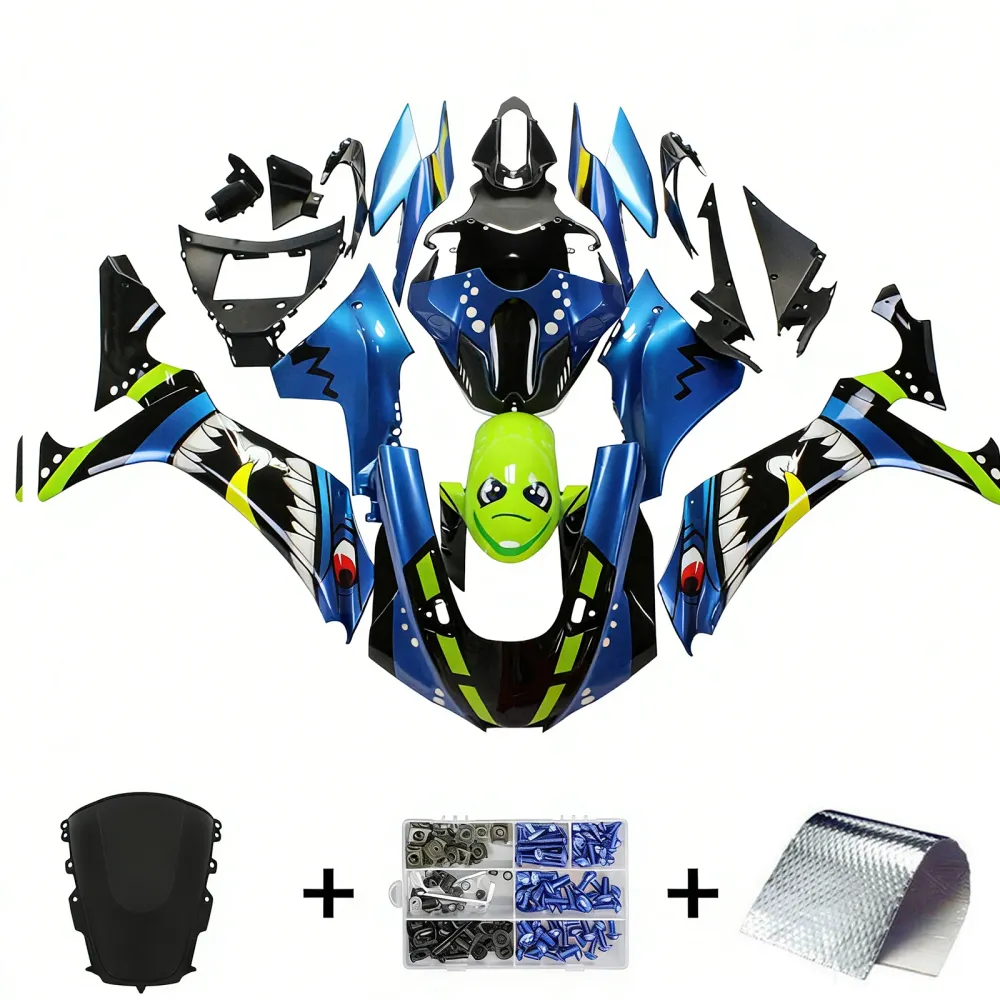 Amotopart 2020-2024 YZF R1 Yamaha Blue & Green Monster Fairing Kit