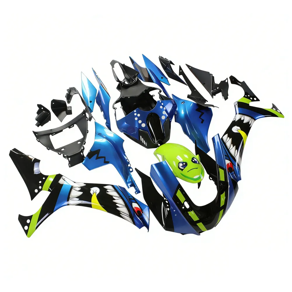 Amotopart 2020-2024 YZF R1 Yamaha Blue & Green Monster Fairing Kit