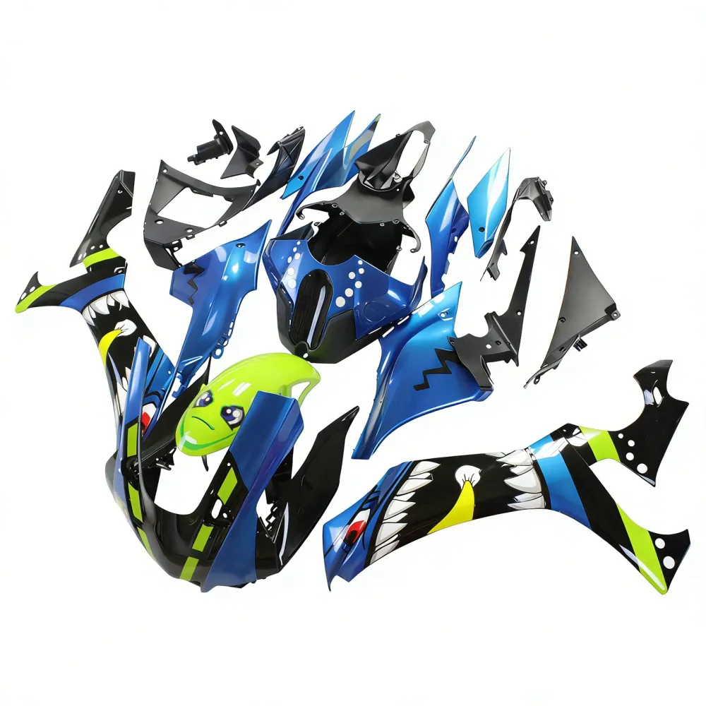Amotopart 2020-2024 YZF R1 Yamaha Blue & Green Monster Fairing Kit