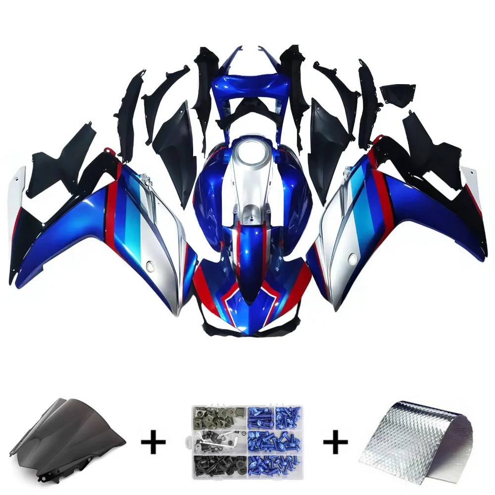 Amotopart Fairing Kit Yamaha 2014-2018 YZF R3 & 2015-2017 YZF R25 Blue Red White Fairing Kit