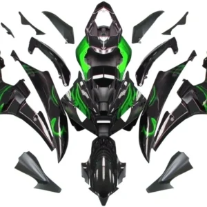 Amotopart Stroomlijnkappen Yamaha YZF-R6 2006-2007 Kuip Zwart & Groen Kuipset