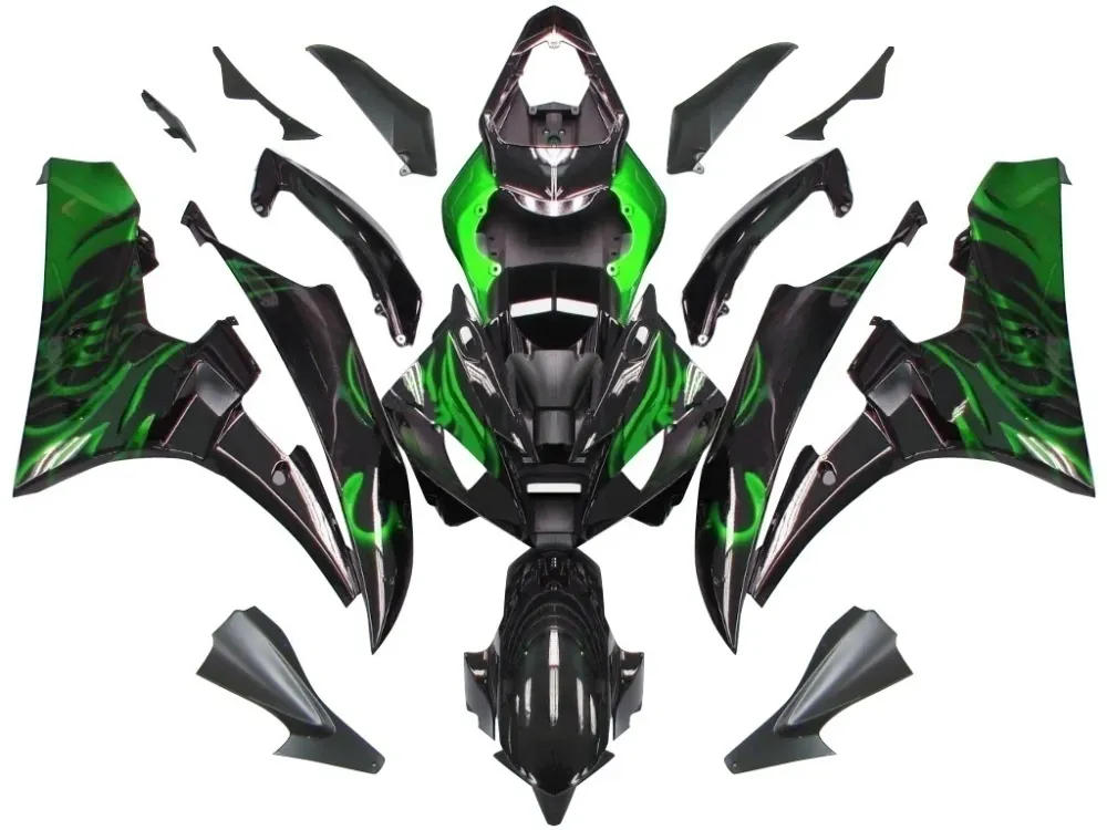 Amotopart Stroomlijnkappen Yamaha YZF-R6 2006-2007 Kuip Zwart & Groen Kuipset