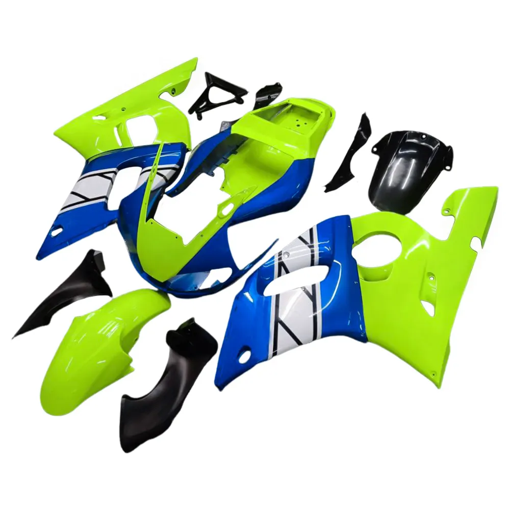 Amotopart Yamaha 1998-2002 YZF 600 R6 Blauw met fluorescerende gele kuispakket