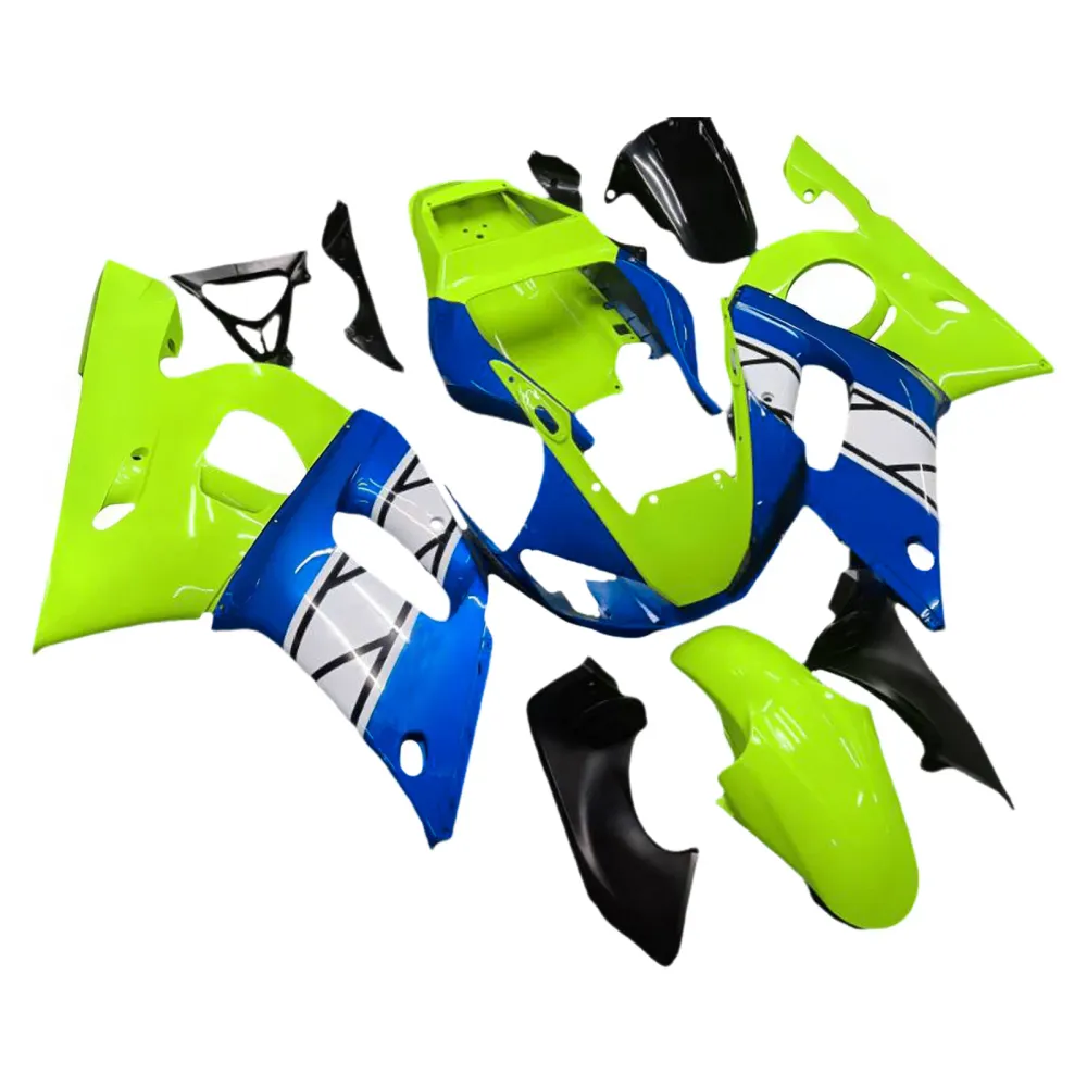 Amotopart Yamaha 1998-2002 YZF 600 R6 Blauw met fluorescerende gele kuispakket
