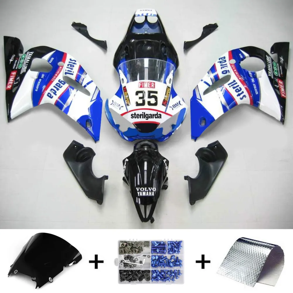 Amotopart Yamaha 1998-2002 YZF 600 R6 Blauw Wit NO.35 Kuipset