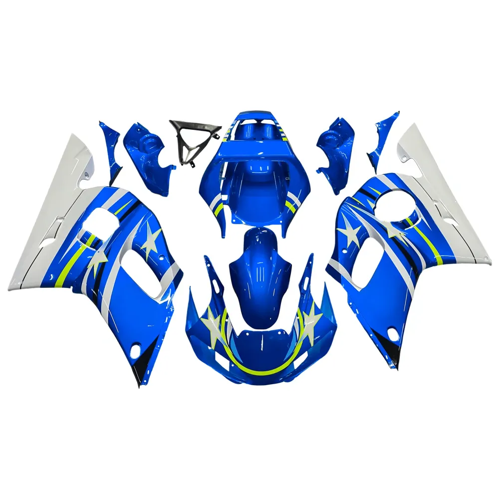 Amotopart Yamaha 1998-2002 YZF 600 R6 Blue met witte sterrenbeurskit