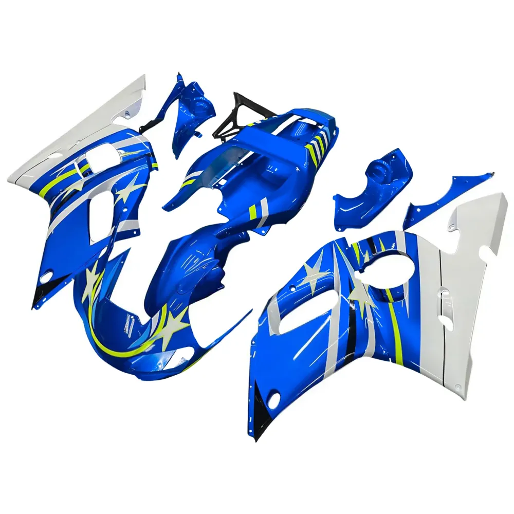 Amotopart Yamaha 1998-2002 YZF 600 R6 Blue met witte sterrenbeurskit