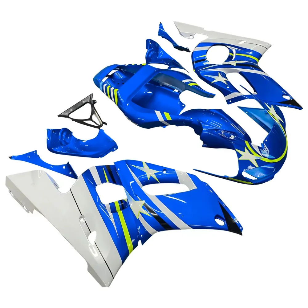 Amotopart Yamaha 1998-2002 YZF 600 R6 Blue met witte sterrenbeurskit