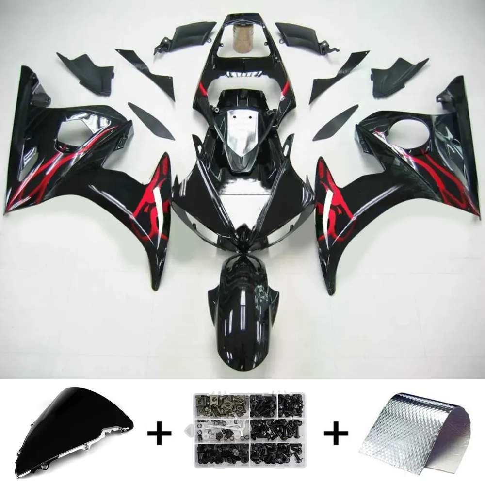 Amotopart Yamaha 2003-2004 YZF 600 R6 & 2006-2009 YZF R6S zwarte kuipset