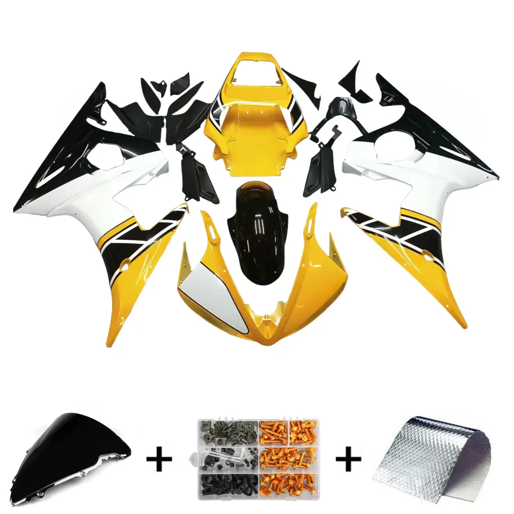 AMOTOPART YAMAHA 2005 YZF 600 R6 WIT Black Fairing Kit