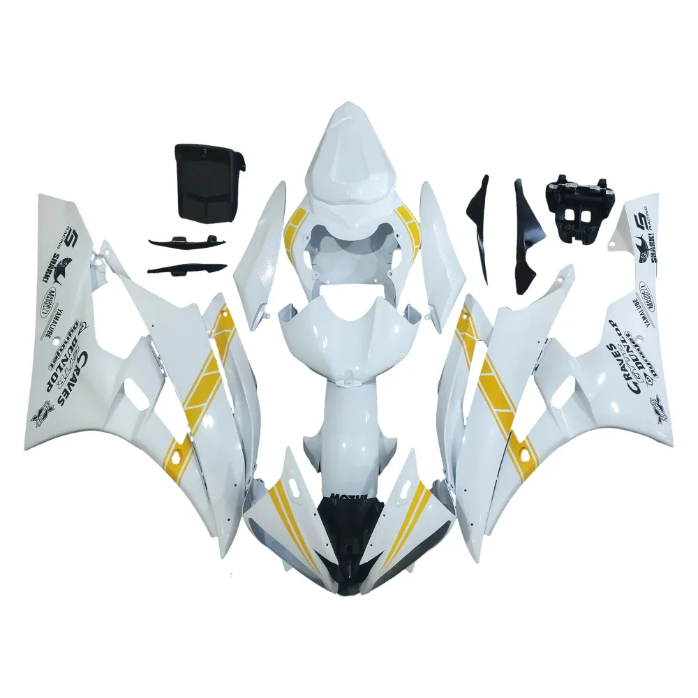 Amotopart Yamaha 2006-2007 YZF 600 R6 Wit Geel Kuipset