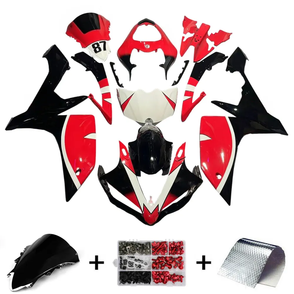 Amotopart Yamaha 2007-2008 YZF 1000 R1 Rood Zwart Kuipset