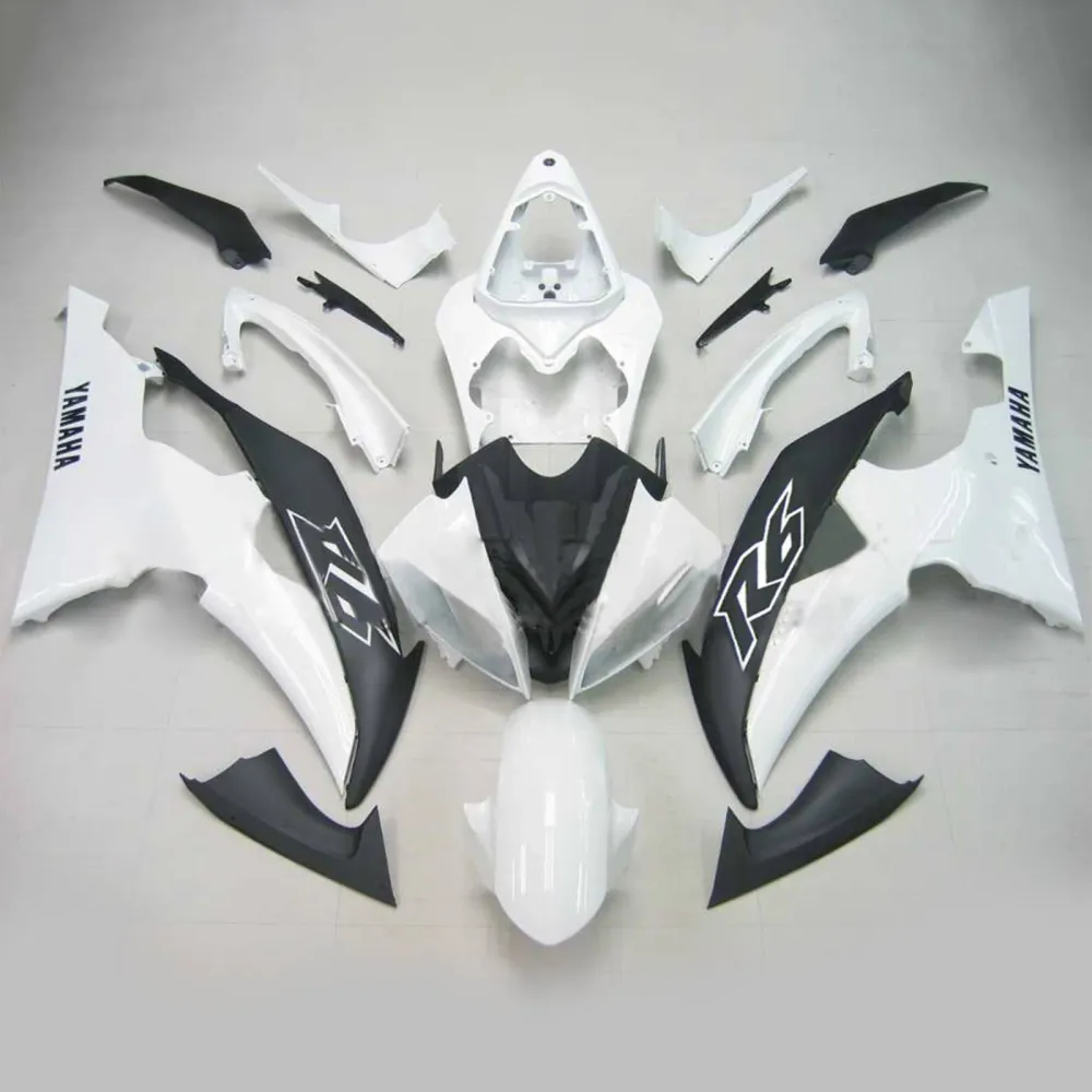 Amotopart Yamaha 2008-2016 YZF 600 R6 Wit Zwart Kuipset