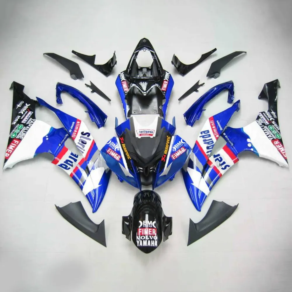 Amotopart Yamaha 2008-2016 YZF 600 R6 witblauwe kuipset