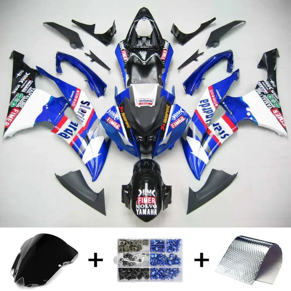 Amotopart Yamaha 2008-2016 YZF 600 R6 witblauwe kuipset