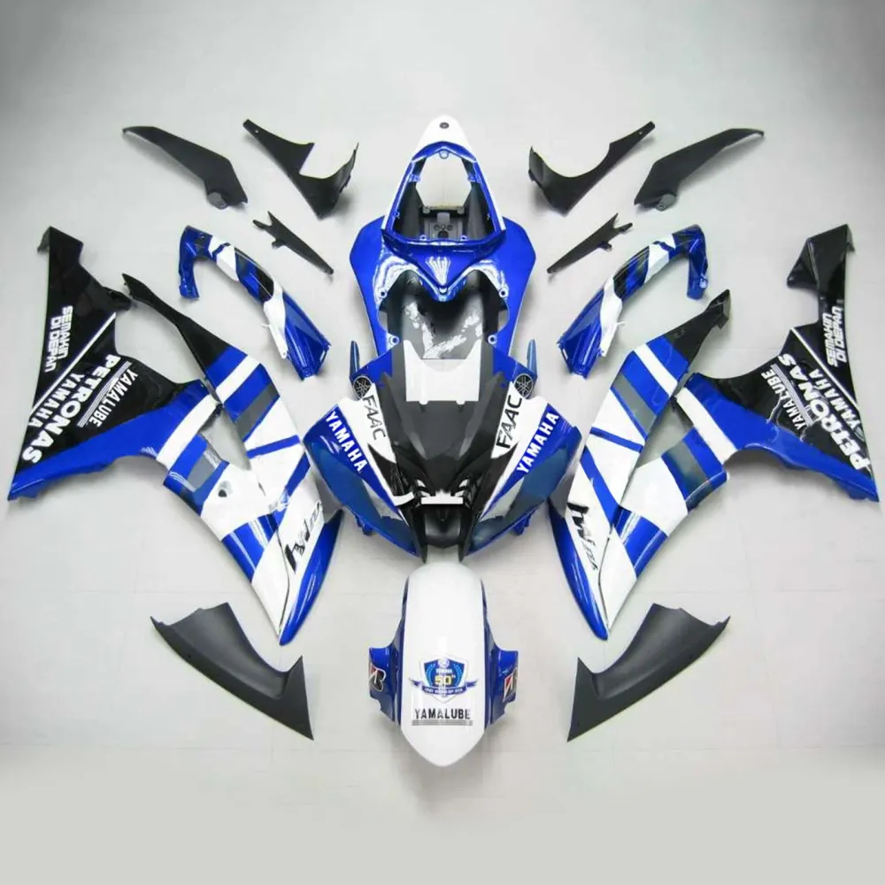 Amotopart Yamaha 2008-2016 YZF 600 R6 witblauwe kuipset
