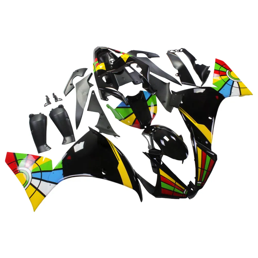 Amotopart Yamaha 2012-2014 YZF 1000 R1 Rainbow Black Fairing Kit