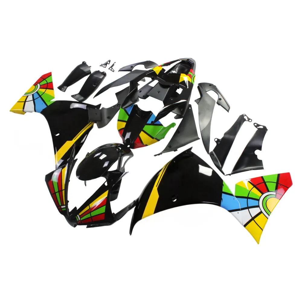 Amotopart Yamaha 2012-2014 YZF 1000 R1 Rainbow Black Fairing Kit