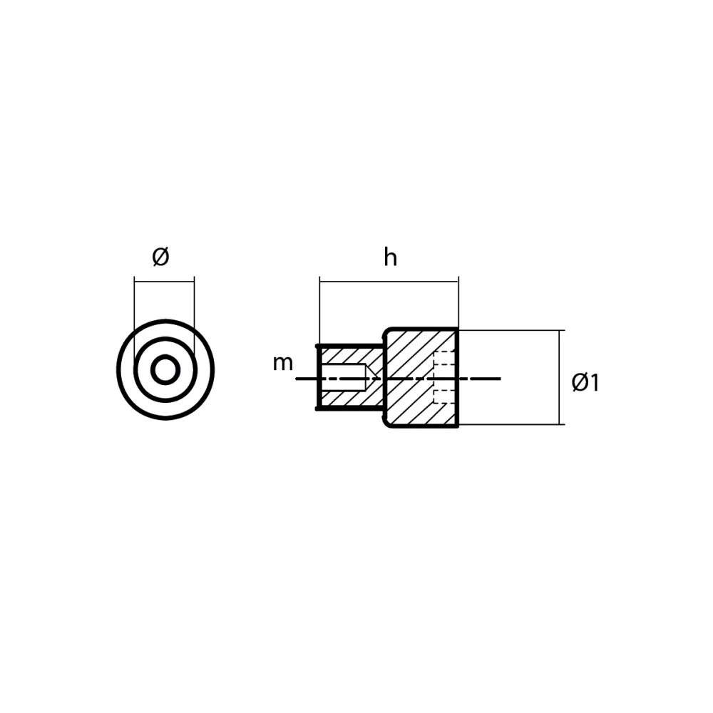 Yamaha carter cilinder anode, voor 75-250 PK, 68V-11325-02