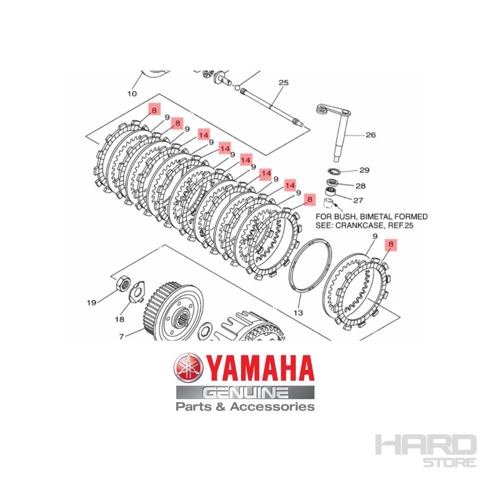 Kit Discos Embrague Moto YAMAHA YZ 250FX 2015-2019 4T ORIGINAL / YAMAHA YAMAHA OEM