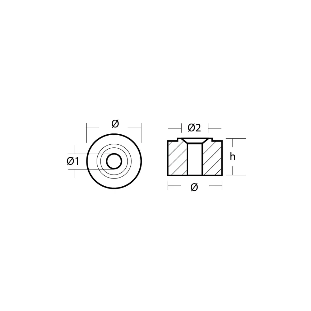 Yamaha/Mariner anode voor 40-90 PK Ø24 h15, 688-45251-01