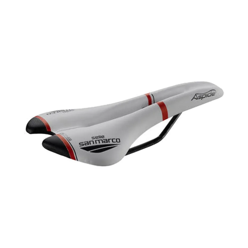 Zadel SAN MARCO ASPIDE RACING OPEN FIT NARROW Rails Xsilite Wit/Zwart/Rood