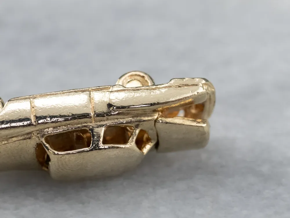Gasdruk schokdemper Vintage Car Goud Charm Pendant