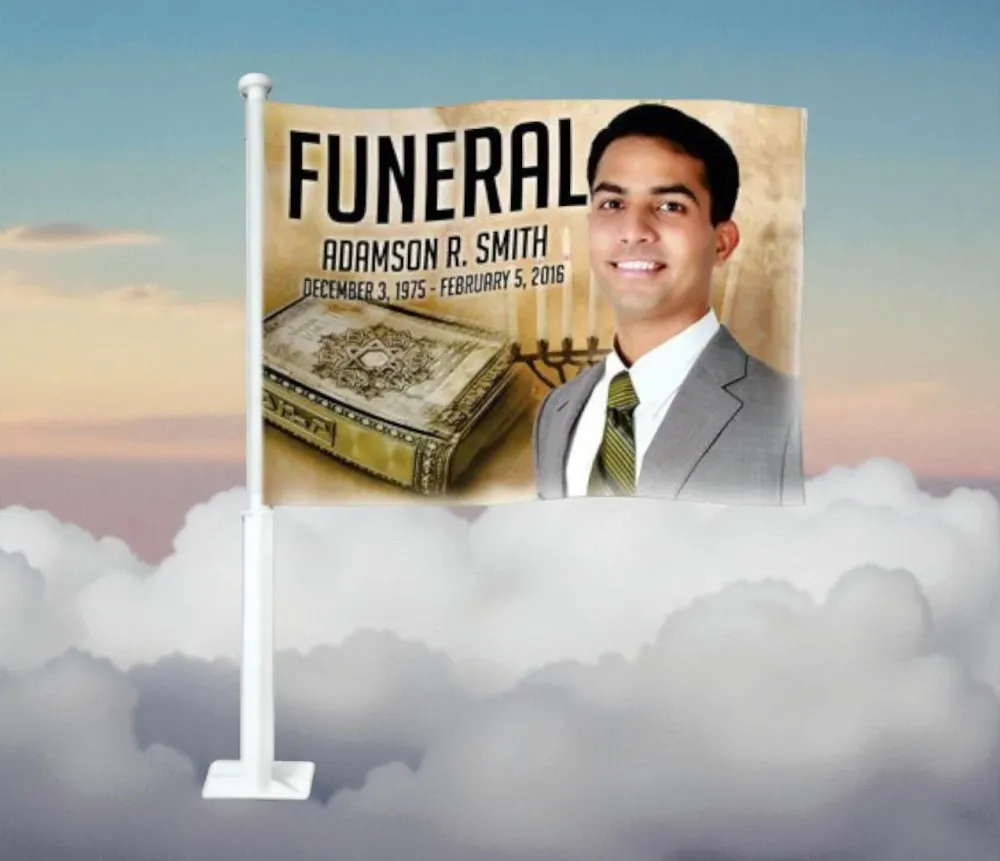 Jewish Funeral Car Flag and Pole met Garantie