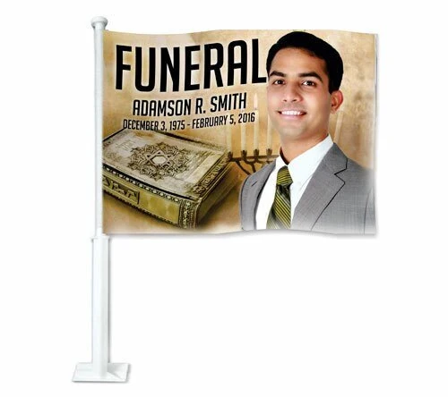 Jewish Funeral Car Flag and Pole met Garantie