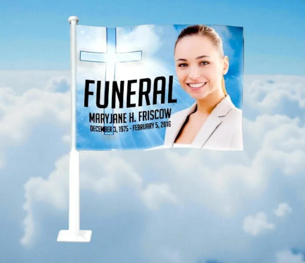 Professionele Klasse Heaven Funeral Car Flag and Pole
