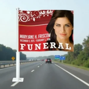 Ruby Funeral Car Flag and Pole compatibel met VW Golf 7