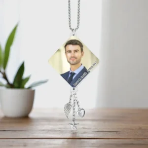 Triangle Loving Memory Memorial Car Charm zwarte poedercoating