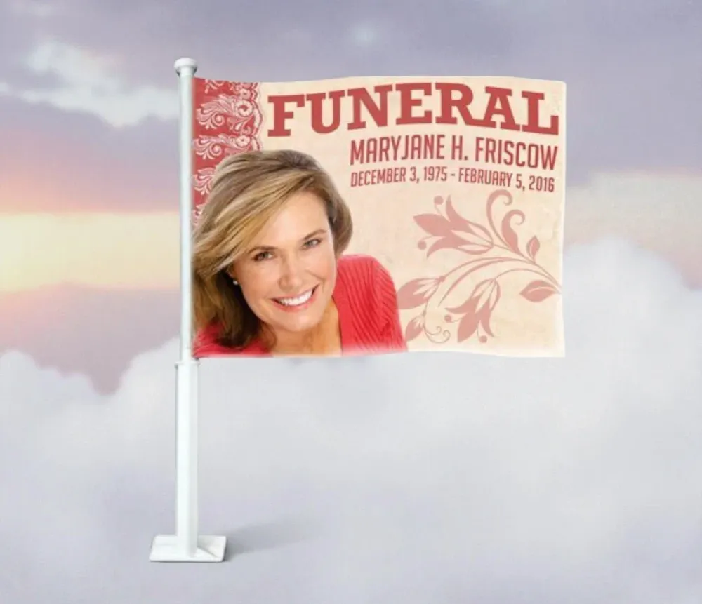 Verende bladveer Jasper Funeral Car Flag and Pole