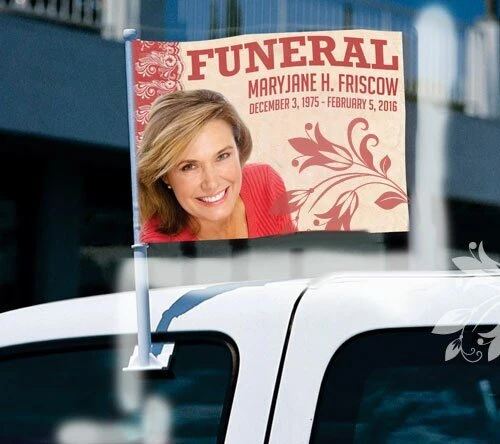 Verende bladveer Jasper Funeral Car Flag and Pole